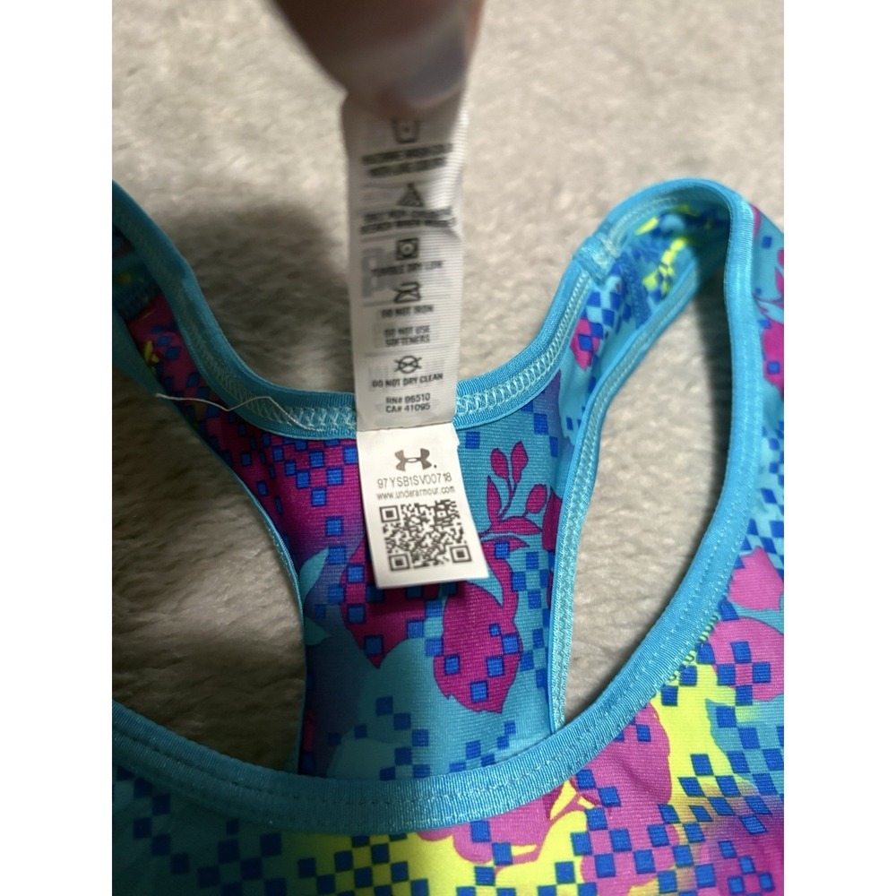 New Under Armour Women's Medium Compression Sports Bra Multi Color Floral Gym - Picture 5 of 6